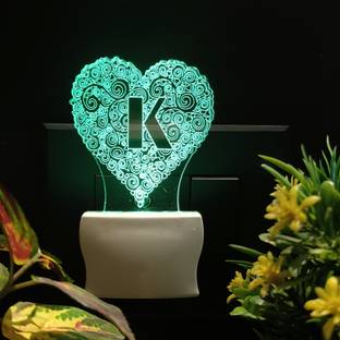 Red Robin ALPHABET K 3D Acrylic Illusion RGB 7 Colour Changing LED Plug n Play Night Lamp