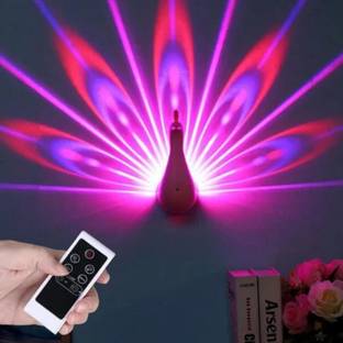 KD SAPRA 3D LED Peacock Feather Projector Sensor 8 Color Night Light with Remote Control Night Lamp