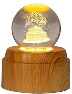 KASHTHBHANJAN Happy Birthday 3D Crystal Rotating Night Lamp