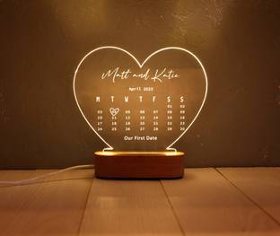 BeamCarft Engagement Day Night Light Personalized Calendar with Names for Couple Table Lamp