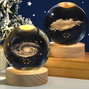 Coser 3D Deer Crystal Globe Lamp Creative Engraved Crystal Ball Night Light Table Lamp