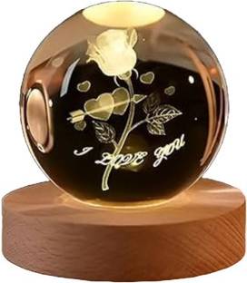 STARKENDY 3D Night Table Study Lamp With Wooden Base & USB Cable Switch, Party Decoration Night Lamp