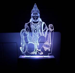 Gojeeva The Hanuman ji 3D Illusion Night Lamp Comes with 7 Multicolor and 3D Illusion Design Suitable for Room,Drawing Room,Lobby Night Lamp