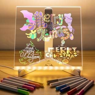ZODZE 3d Acrylic LED Message Board, LED Message Board With Pen(15 x15cm) Table Lamp