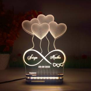 lampees 3D LED Table Lamp Heart Shape Customized Name Lamp for Couple Gift Table Lamp