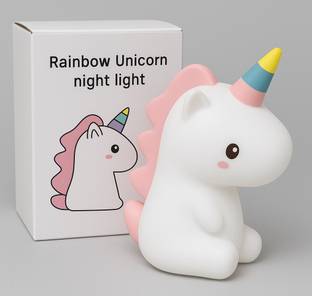 EMERALD GLOBAL Adorable Rainbow Unicorn Night Light – Soft Silicone LED Lamp USB Rechargeable Table Lamp