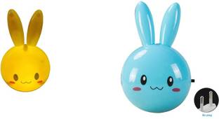 Expro Plastic Plug Rabbit NightLamp for Bedroom NightLight for Kids Room(Yellow Blue) Night Lamp