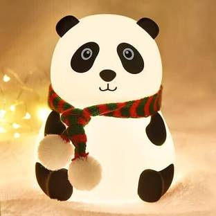 VARINCE ENTERPRISES Panda Night Lamp | Rechargeable & Touch Control | 7-Color Silicone Bedside Light Table Lamp
