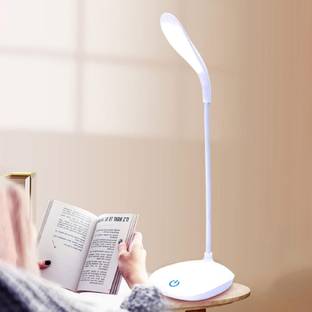 AKR 3 level touch dimmable rechargeable table lamp(White) Study Lamp