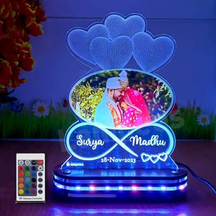 lampees 3D Illusion Lamp anniversary gift with names and photo Table Lamp