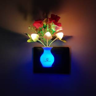 इंस्पायरक्लाउड Automatic Sensor Decorative Mushroom Flower Leaf LED (Red) नाइट लैम्प
