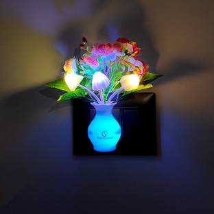 InspireCloud auto ON/Off Sensor Mushroom Shape LED- Multicolor Light Illuminated and Flowers Night Lamp
