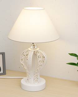 Homesake Modern Small Crystal Table Lamp,Bedside Nightstand Lamp,Desk Light,White Pleated Table Lamp