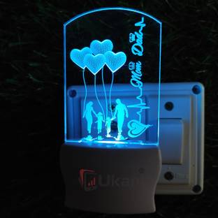 UKANI MOM DAD Acrylic 3D Illusion RGB 7 Colour Changing LED Plug and Play Night Lamp