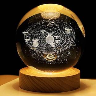 SHOPOGENIX Crystal Ball for Home Decoration 2.4inch 3D Solar System Crystal Ball Night Lamp Night Lamp
