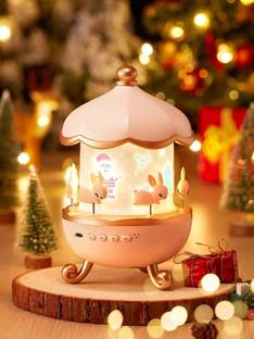 Friendzy Bunny Carousel Night Light Projector, 6 Set Rotating LED Star Projection Lamp Night Lamp
