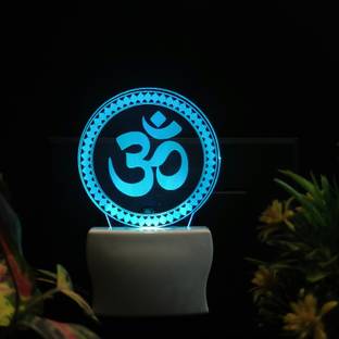 Sky Mart OM CHAKRA Acrylic 3D Illusion RGB 7 Colour Changing LED Plug n Play Night Lamp