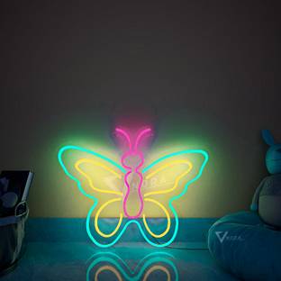 VNDRA Butterfly Multi-Colored LED Neon Light Sign for Parties, Bar, Pub, Club, Hotel, Night Lamp