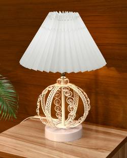 Homesake Modern Crystal Table Lamp, Small Desk White Pleated Shade Living Room Kids Room Table Lamp