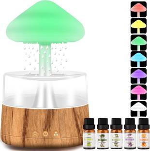 Stallaa Rain Cloud Humidifier Water Drip Colors Night Light Mushroom Lamp Diffuser Portable Room Air P...