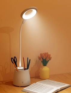 PESCA Long Arm Study Desk Light with Touch Control, 3 Shades, Pen & Mobile Holder Table Lamp