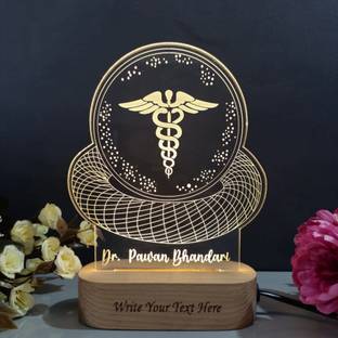 Shayona Personalized Doctor Logo and Name Engraving 3D illusion LED Table Lamp