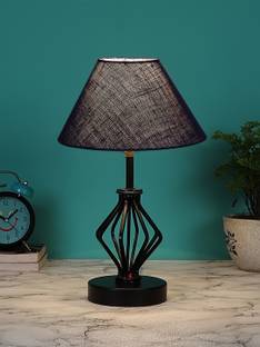 Devansh Blue Jute Table Lamp With Iron Base Table Lamp
