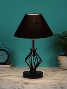 Devansh Black Cotton Table Lamp With Iron Base Table Lamp