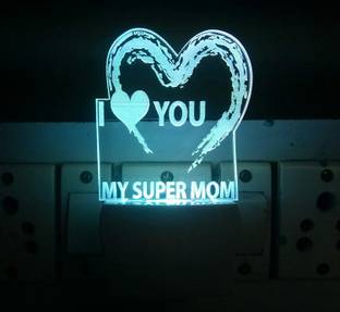 Kelma The MOM LOVE 3D Illusion Night Lamp Comes with 7 Multicolor and 3D Illusion Design Suitable for Room,Drawing Room,Lobby Night Lamp