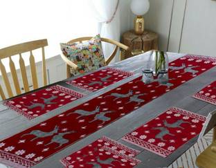 Waco creation Maroon Organic Cotton Table Linen Set