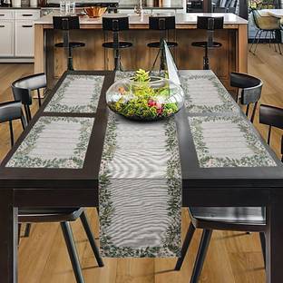 PRAKARTIK Green, White 135 cm Table Runner