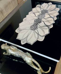 DELHI PVC CORP Silver, White 80 cm Table Runner