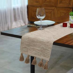 THE WOVEN NEST Beige 183 cm Reversible Table Runner