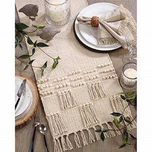 aaho decor Beige 183 cm Reversible Table Runner