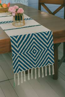 HARIKISHAN HANDLOOM Blue 182 cm Table Runner