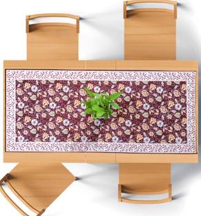 Clothloom Maroon, White 91 cm Table Runner