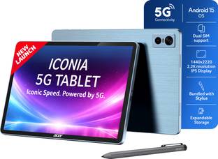 Add to Compare
Acer Iconia iM11-22M5G with Stylus 8 GB RAM 128 GB ROM 11.45 inch with Wi-Fi+5G MediaTek 8791 CPU – Oc...
8 GB RAM | 128 GB ROM | Expandable Upto 1 TB
29.08 cm (11.45 inch) 2K Display
16 MP Primary Camera | 8 MP Front
Android 15.0 | Battery: 7400 mAh Lithium - Ion
Ideal Usage: Enterta
