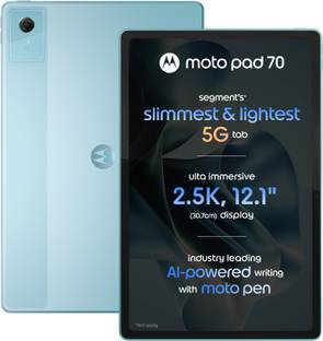MOTOROLA pad 70 8 GB RAM 256 GB ROM 12.1 inch with Wi-Fi+5G Gaming Tablet (PANTONE Sea Angel)