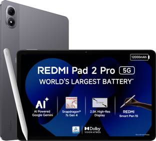 REDMI Pad 2 Pro 5G with Smart Pen 1S 8 GB RAM 256 GB ROM 12.1 inch with Wi-Fi+5G Snapdragon 7s Gen 4 T...