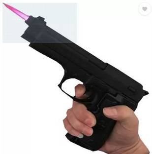 WBD 14 CM small size gun lighter Steel Gas Lighter (Black, Pack of 1) Taging Gun