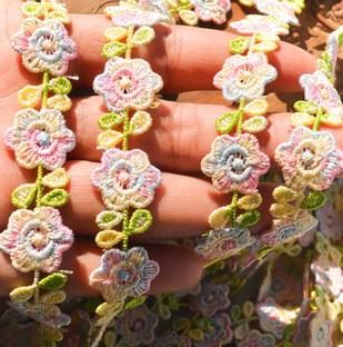 Modern Hub Mo018 Embroidery Venise Rose Flower Applique Sewing DIY Ribbon 4 meter Tailor Chalk