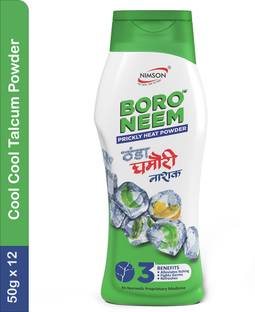 Nimson Boro Neem Cool Talc Ghamori Nashak Prickly Heat Talcum Powder for Summer pack 12