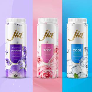 JIA Ice Cool,Lavender and Rose Talc Powder (pack of 3)