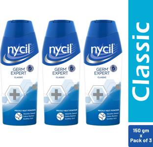 NYCIL Germ Expert Classic Prickly Heat and Cooling Powder ( Pack of 3)