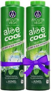 Ayouthveda Cool Talcum Powder 300gm + 300gm - Ice Mint & Aloe Extracts & Soothing