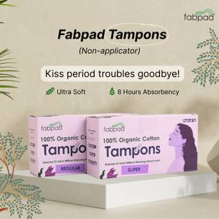 FabPad 100% organic cotton tampons without applicators (Super 9-12 g) Tampons