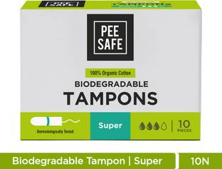 Pee Safe 100% Organic Cotton Tampon, Super Tampons