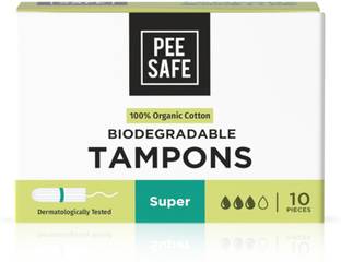 Pee Safe 100% Organic Tampon Super: 10N for Heavy Flow Tampons