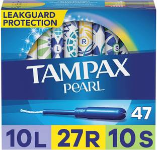 Tampax Pearl Plastic Triple Pack Light/Regular/Super Absorbency Unscented 47 Count Tampons