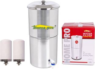 Home-pro Stainless Steel Non Electric Water Filter with 1 Candle - 18 liters Tap Mount Water Filter